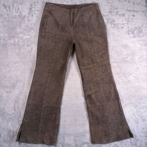 Marcelle Renee Leather Pants Women's 14 Brown Suede Flare Western Boho Y2K Indie